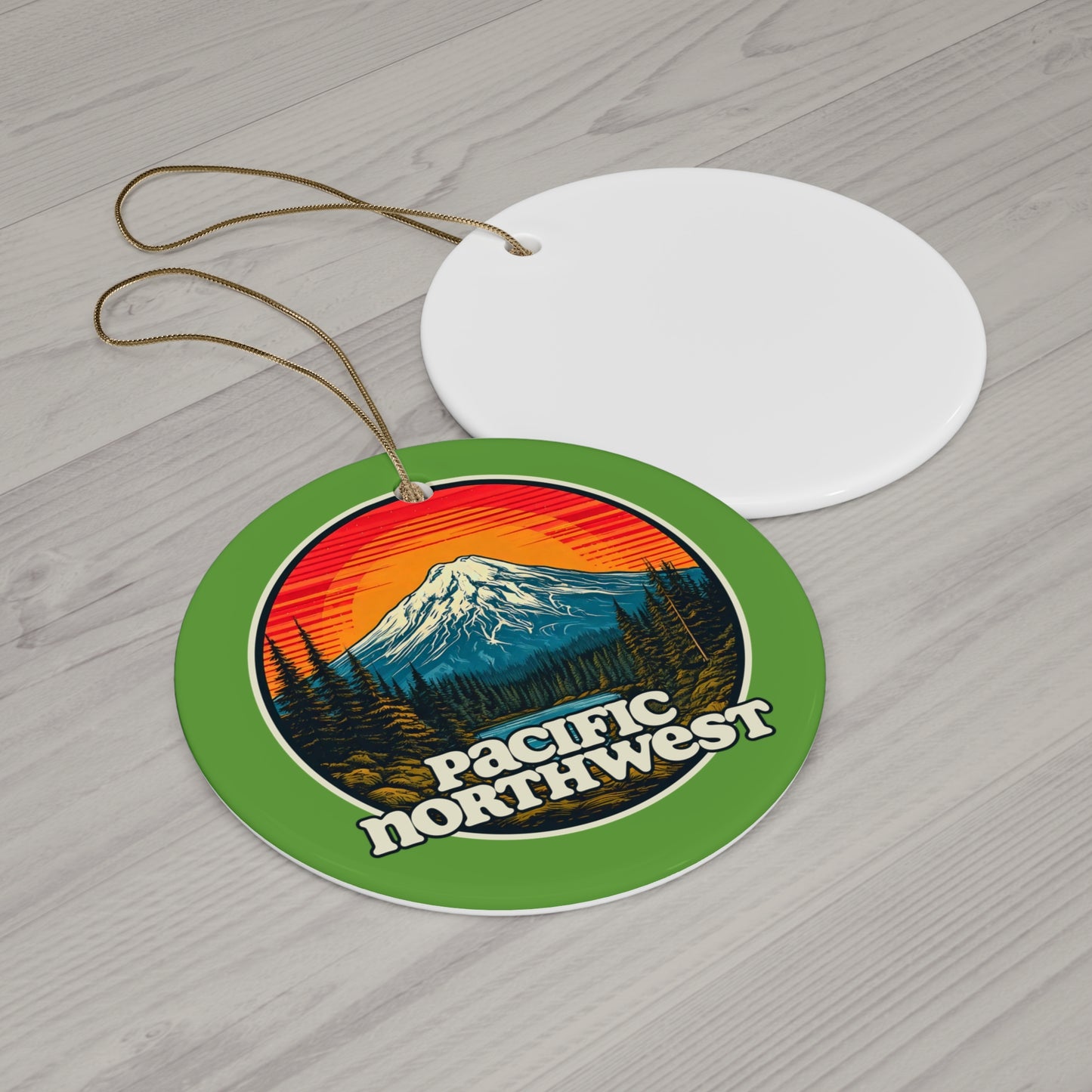 Retro Pacific Northwest Ceramic Ornament | Nature Decor, Holiday Gift, Tree Decoration, Unique Keepsake, Vintage Style