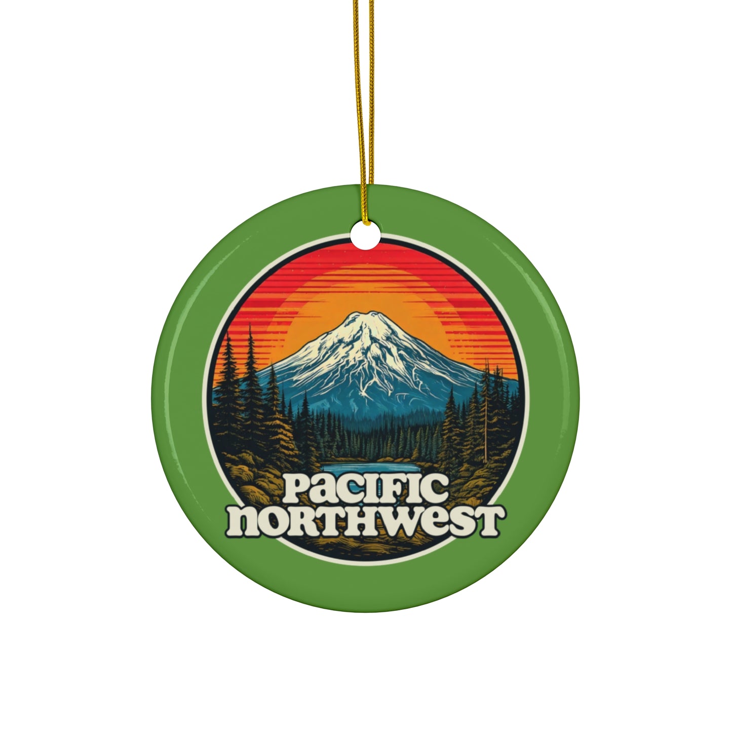 Retro Pacific Northwest Ceramic Ornament | Nature Decor, Holiday Gift, Tree Decoration, Unique Keepsake, Vintage Style