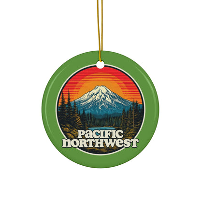 Retro Pacific Northwest Ceramic Ornament | Nature Decor, Holiday Gift, Tree Decoration, Unique Keepsake, Vintage Style