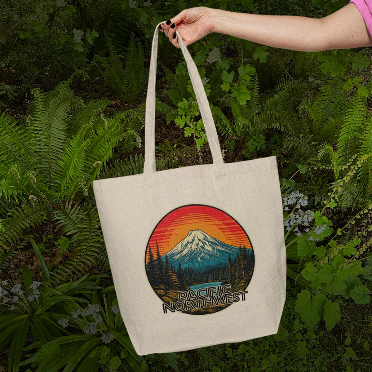 Pacific Northwest Canvas Shopping Tote - Eco-Friendly Bag for Nature Lovers